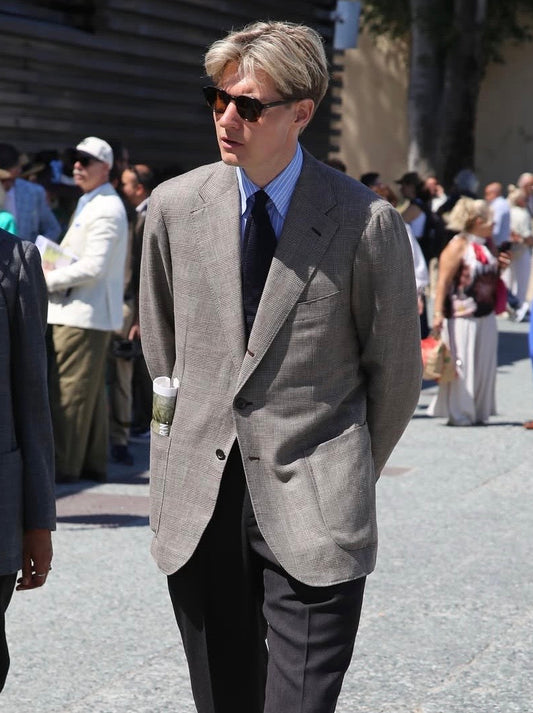 Sports Jacket Linen Prince of Wales Check