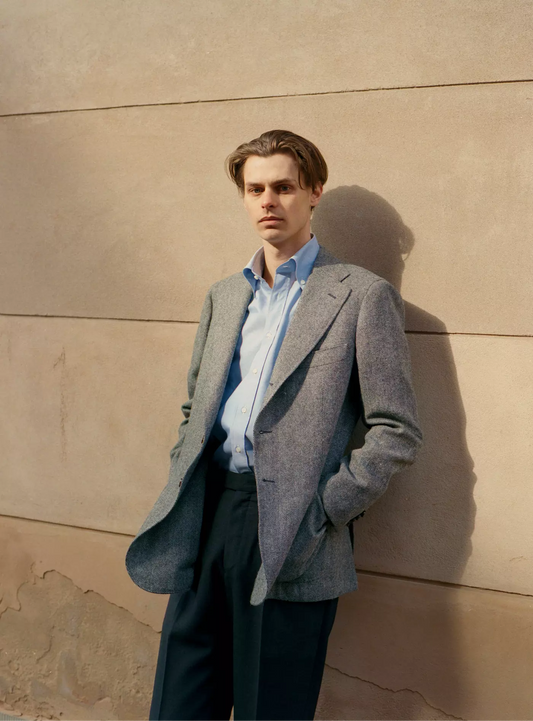 A.D.Sartoria tweed jacket on blue shirt