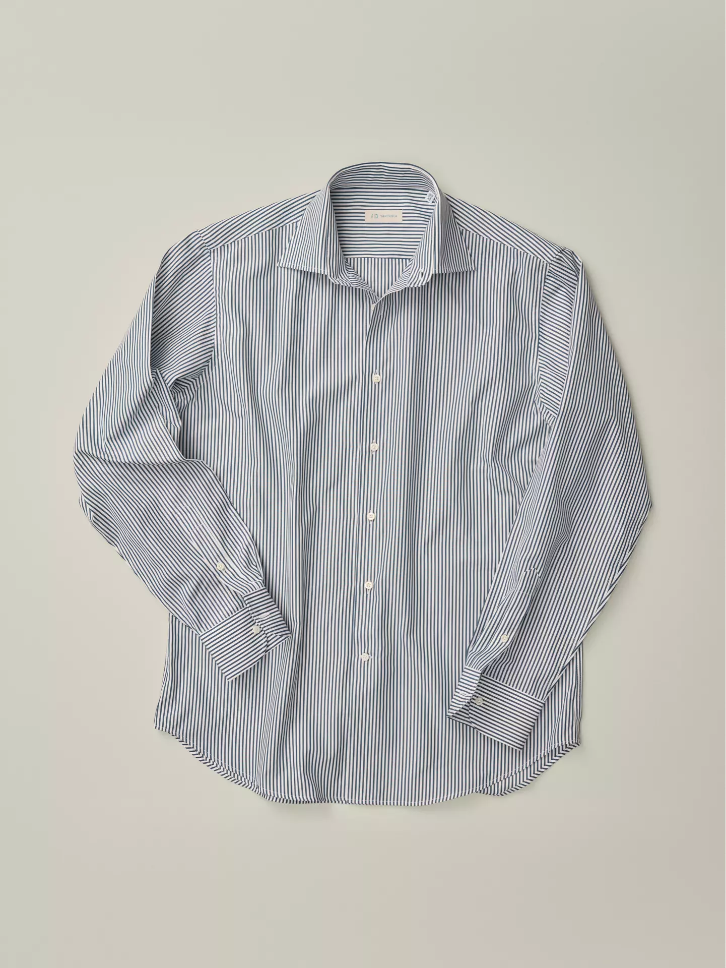 Blue and white striped dress shirt