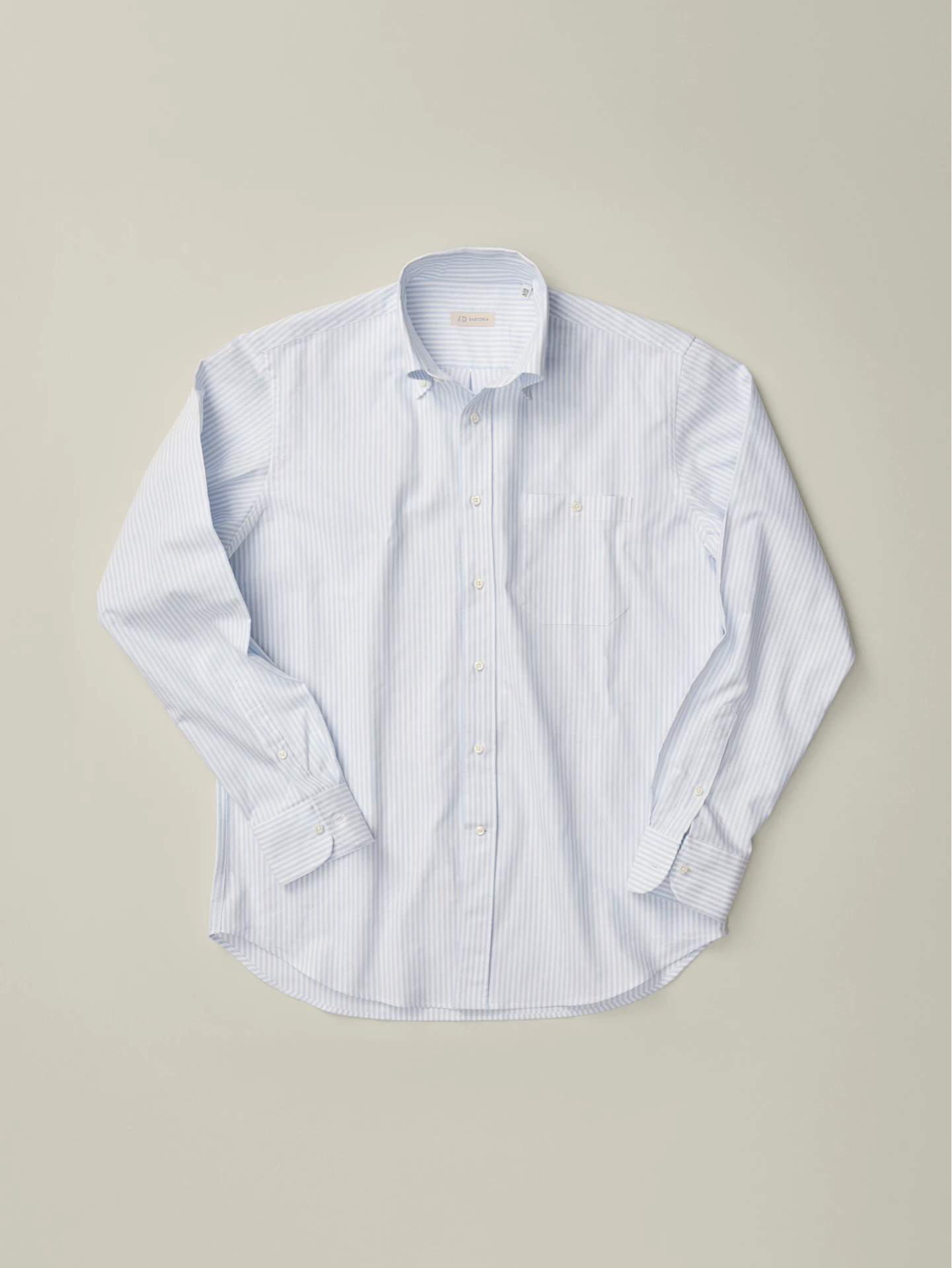 Blue & White striped shirt with button down in oxford fabric