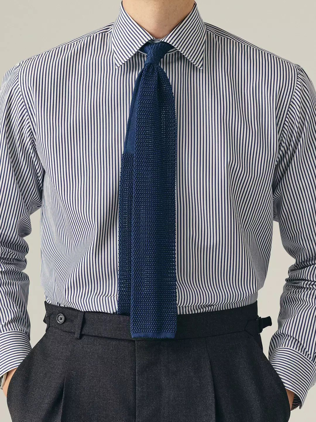 Tie Knitted Silk Navy