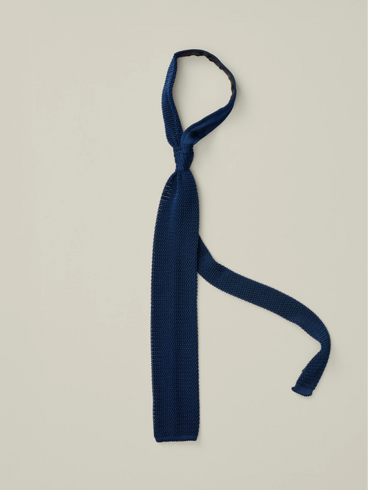 Tie Knitted Silk Navy