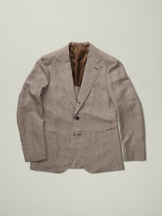 Sports Jacket Linen Prince of Wales Check